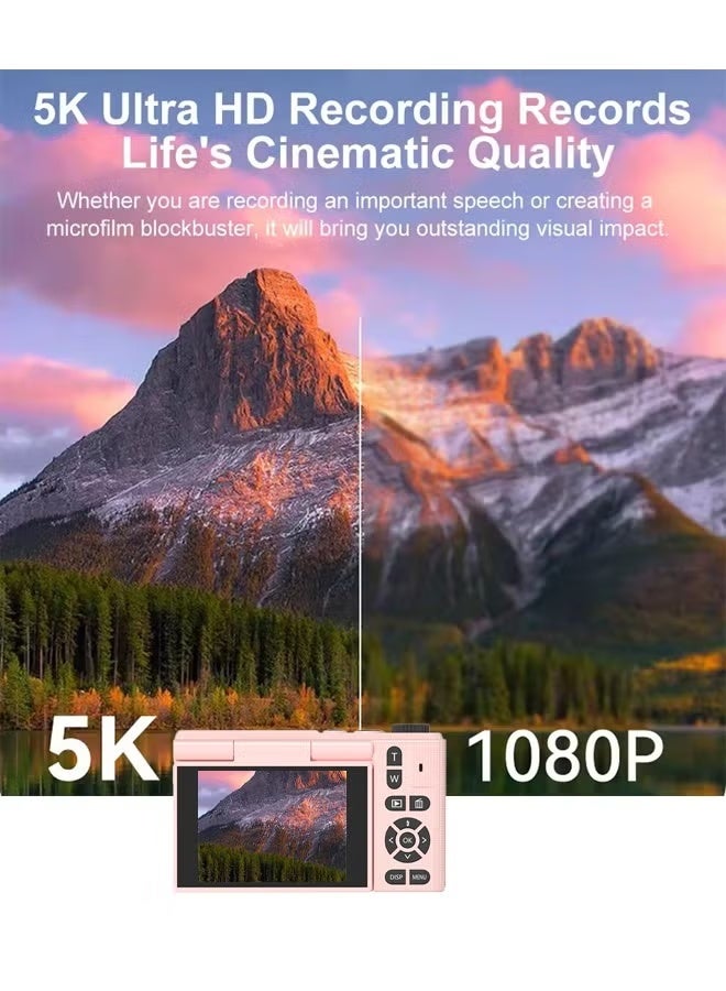 ZONBON 5K Digital Camera, 75MP Camera Digital for Photography, Point and Shoot Camara with 64GB Micro SD Card, 18X Digital Camera with 2.8" 180° Flip Screen, Vlogging Camera for Beginner Gift - Image 2